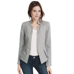 WHBM Single Button Yarn Dyed Peplum Suit Jacket Size 8